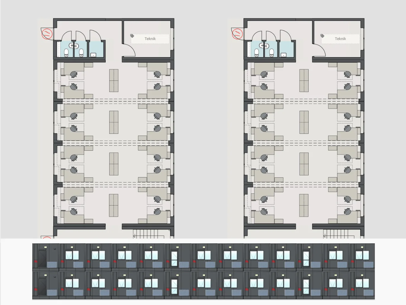 824m² kontormodul skabelon