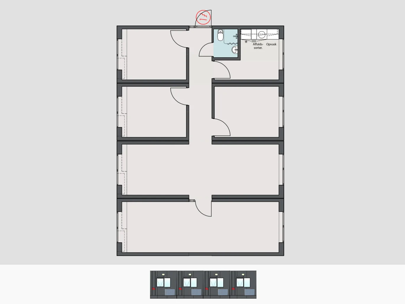 126m² kontormodul skabelon