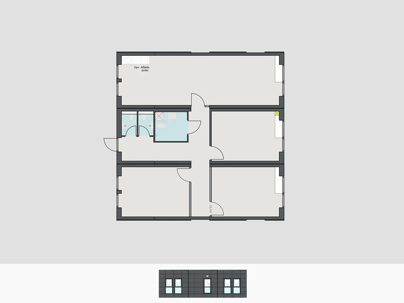 144m² kontormodul skabelon